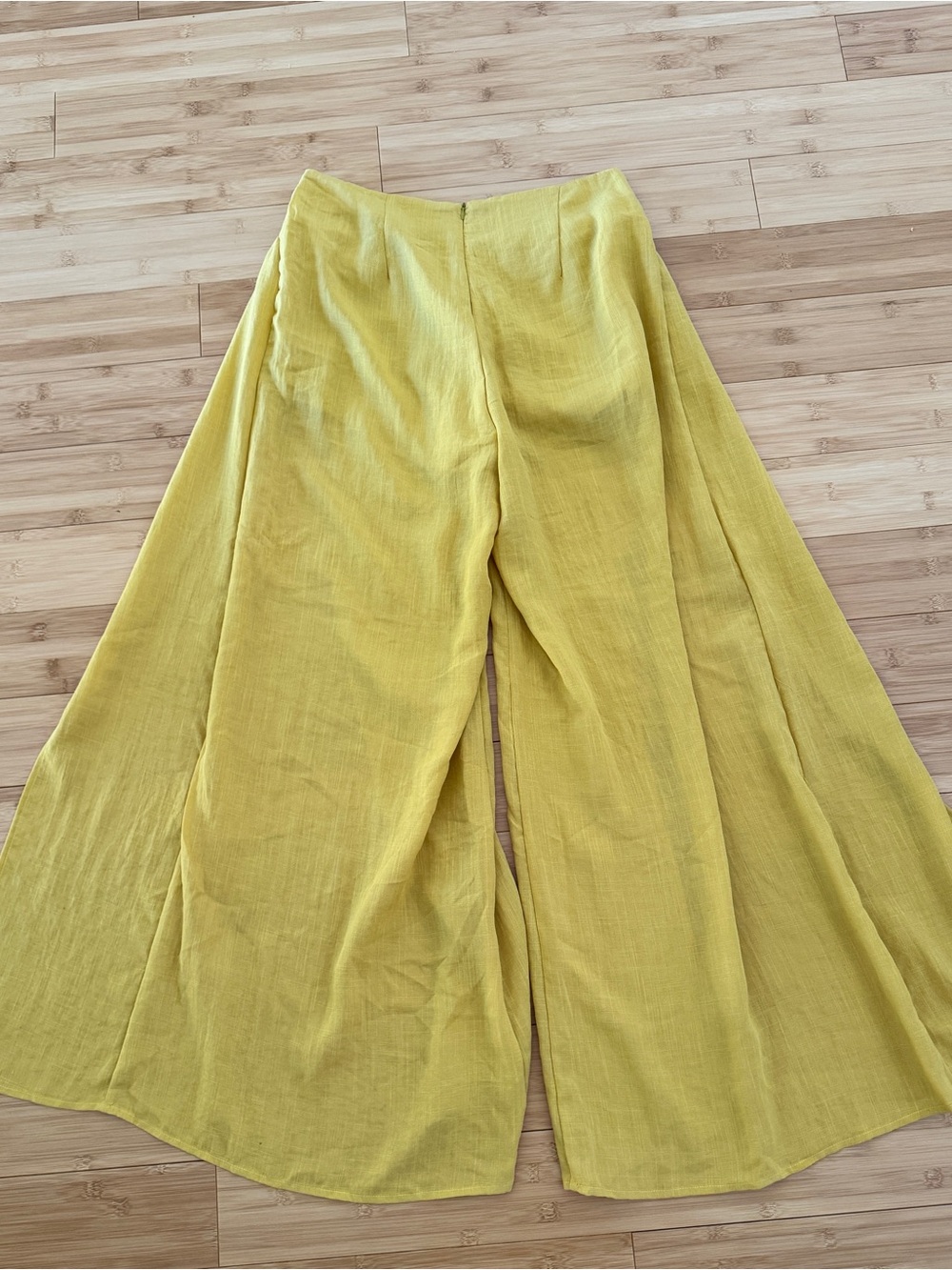 SJ Style Yellow Wide-Leg Split Panel Pants large petite tie waist - Picture 8 of 8